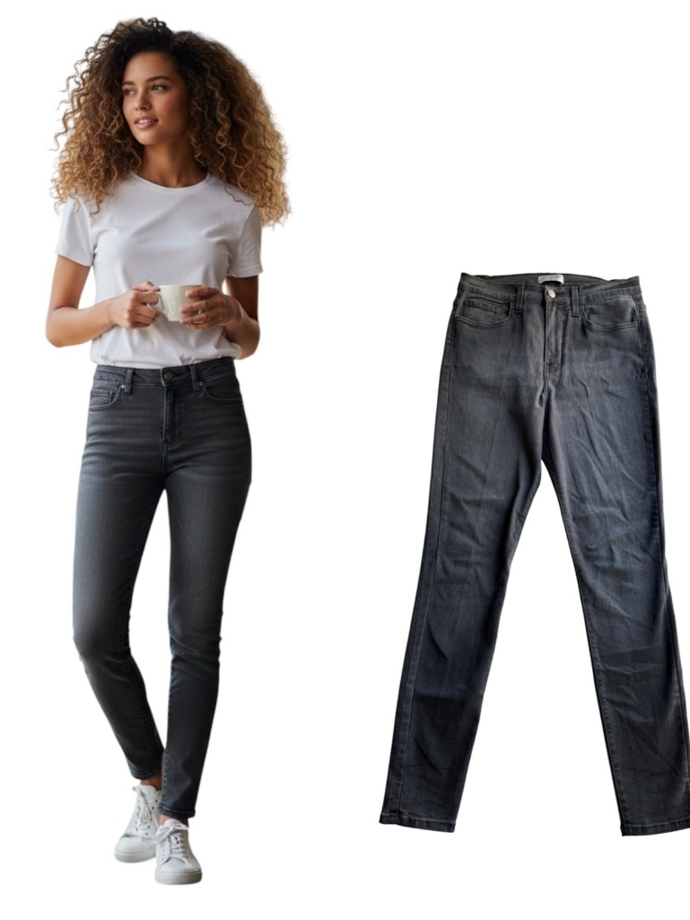 Judy Blue Denim Skinny Jeans Black Gray Size 11/30 High Rise Style #8398